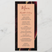 Moderne Burgundy Gold Agate Peach Hochzeit Menükarte (Vorderseite)
