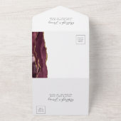 Moderne Burgundy Gold Agate Wedding All In One Einladung (Außenbereich)