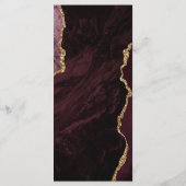 Moderne Burgundy Gold Agate Wedding Menükarte (Rückseite)