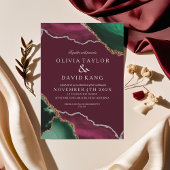 Moderne Burgundy & Green Agate Hochzeit Einladung