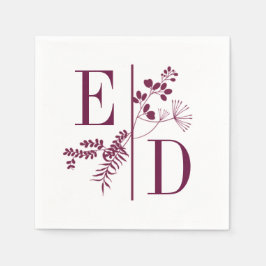 Moderne Burgundy-Initialen Hochzeiten von Napkins Serviette