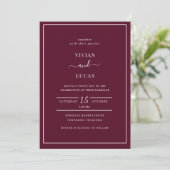 Moderne Burgundy Minimal Wedding Einladung (Stehend Vorderseite)