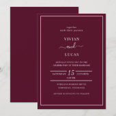 Moderne Burgundy Minimal Wedding Einladung (Vorne/Hinten)