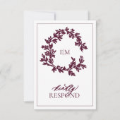 Moderne Burgundy Monogram Wedding RSVP Card Karte (Vorderseite)