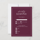 Moderne Burgundy Monogram Wedding RSVP Card Karte (Rückseite)