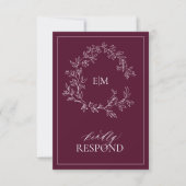 Moderne Burgundy Monogram Wedding RSVP Card Karte (Vorderseite)