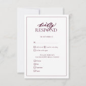 Moderne Burgundy Monogram Wedding RSVP Card Karte (Rückseite)