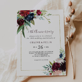 Moderne Burgundy Navy 50. Hochzeitstag Einladung