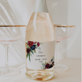 Moderne Burgundy Navy Hochzeit Sparkling Weine Lab Schaumweinetikett