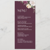 Moderne Burgundy Peonies Wedding Menu Card Menükarte (Vorderseite)