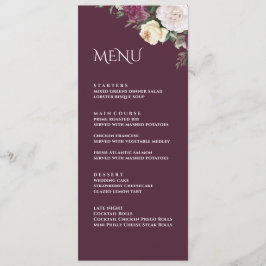 Moderne Burgundy Peonies Wedding Menu Card Menükarte