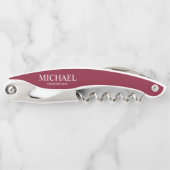 Moderne Burgundy Red Personalisierte Trauzeugen Kellnermesser (Vorderseite)