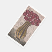 Moderne Burgundy Rose Floral Vase Monogram Wedding Serviette (Ecke)