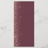 Moderne Burgundy Rose Gold Glitzer Edge Wedding Menükarte (Rückseite)