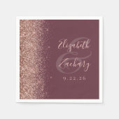 Moderne Burgundy Rose Gold Glitzer Edge Wedding Serviette (Vorderseite)