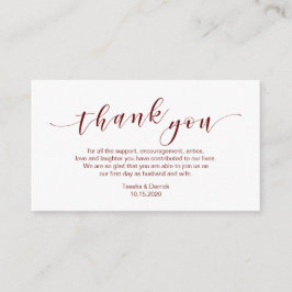 Moderne burgundy Schrift, Hochzeit Danke Begleitkarte