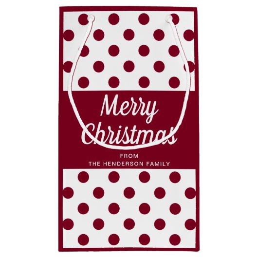 Moderne Burgundy Script Frohe Weihnachten Kleine Geschenktüte (Rückseite)