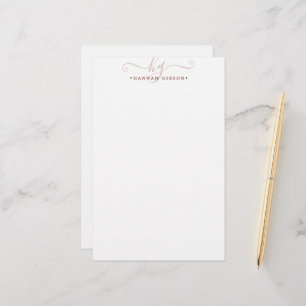 Moderne Burgundy Script Initials Monogram Minimal