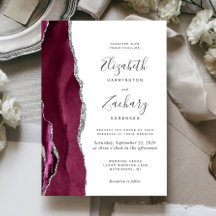 Moderne Burgundy Silver Agate Wedding
