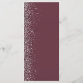 Moderne Burgundy Silver Glitzer Edge Wedding Menükarte (Rückseite)
