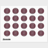 Moderne Burgundy Silver Glitzer Edge Wedding Runder Aufkleber (Blatt)
