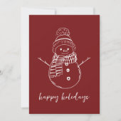 Moderne Burgundy Simple Snowman Kontur Feiertagskarte (Vorderseite)