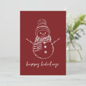Moderne Burgundy Simple Snowman Kontur Feiertagskarte (Stehend Vorderseite)