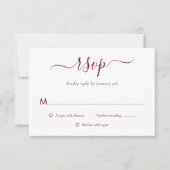 Moderne burgundy Wedding RSVP Cards Karte (Vorderseite)