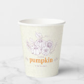 Moderne Burlap Lila Orange Pumpkin Baby Dusche Pappbecher (Vorderseite)