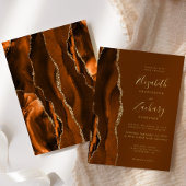Moderne Burnt Orange Agate Brown Hochzeit Folieneinladung