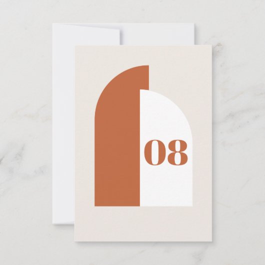 Moderne Burnt Orange Arch Wedding Tischnummer Card (Rückseite)