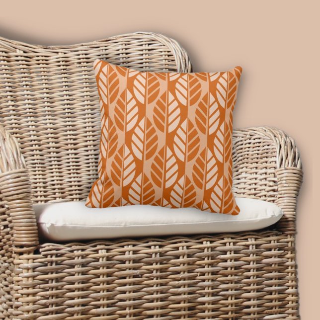 Moderne Burnt-Orange-Blätter Muster Kissen (Modern Burnt-Orange Leaves Pattern Throw Pillow)