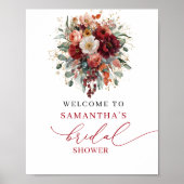 Moderne burnt-orange Blumen-Hochzeitsdusche-Tischd Poster (Vorne)