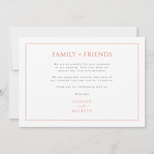 Moderne Burnt Orange Foto Hochzeit Danke-Card Dankeskarte (Rückseite)