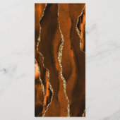 Moderne Burnt Orange Gold Agate Dunkelgrüne Hochze Menükarte (Rückseite)