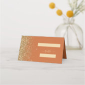 Moderne Burnt Orange Gold Glitzer Edge Wedding Platzkarte (Vorderseite)