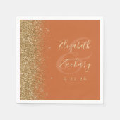 Moderne Burnt Orange Gold Glitzer Edge Wedding Serviette (Vorderseite)
