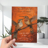 Moderne Burnt Orange Humming Birds Wedding Einladung