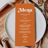 Moderne Burnt Orange Retro Boho Wedding Menükarte