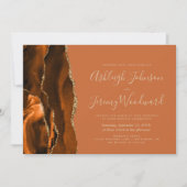 Moderne Burnt Orange Rust Gold Agate Hochzeit Einladung (Vorderseite)