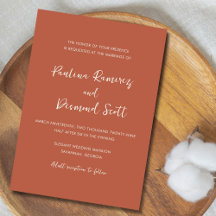 Moderne Burnt Orange Simple Wedding