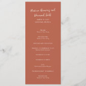 Moderne Burnt Orange Simple Wedding Programm (Vorderseite)