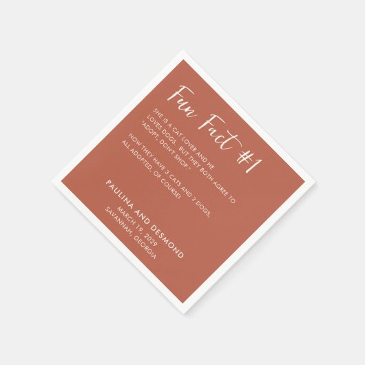 Moderne Burnt Orange Simple Wedding Serviette (Ecke)