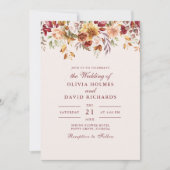 Moderne Burnt Orange Terracotta Wildblumen Hochzei Einladung (Vorderseite)