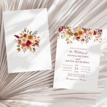 Moderne Burnt Orange Terracotta Wildblumen Hochzei