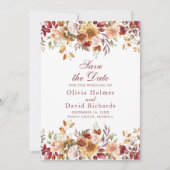 Moderne Burnt Orange Terracotta Wildblumen Hochzei Save The Date (Vorderseite)