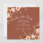 Moderne Burnt Orange Terracotta Wildblumen Hochzei Save The Date (Vorderseite)