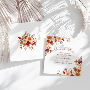 Moderne burnt orange Terrakotta Wildblumen Hochzei Save The Date