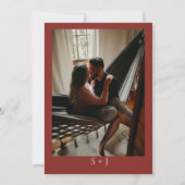 Moderne Burnt Orange Typografy Foto Wedding Save The Date (Rückseite)