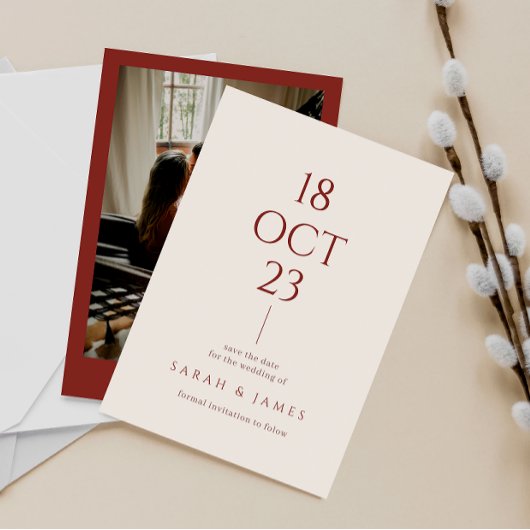 Moderne Burnt Orange Typografy Foto Wedding Save The Date